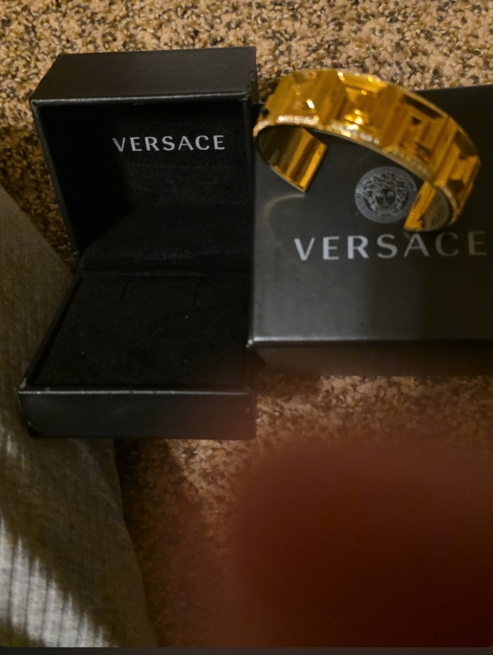 VERSACE Medusa and Greca logo gold tone double cuff bangle bracelet/ NEVER Worn - Picture 2 of 4